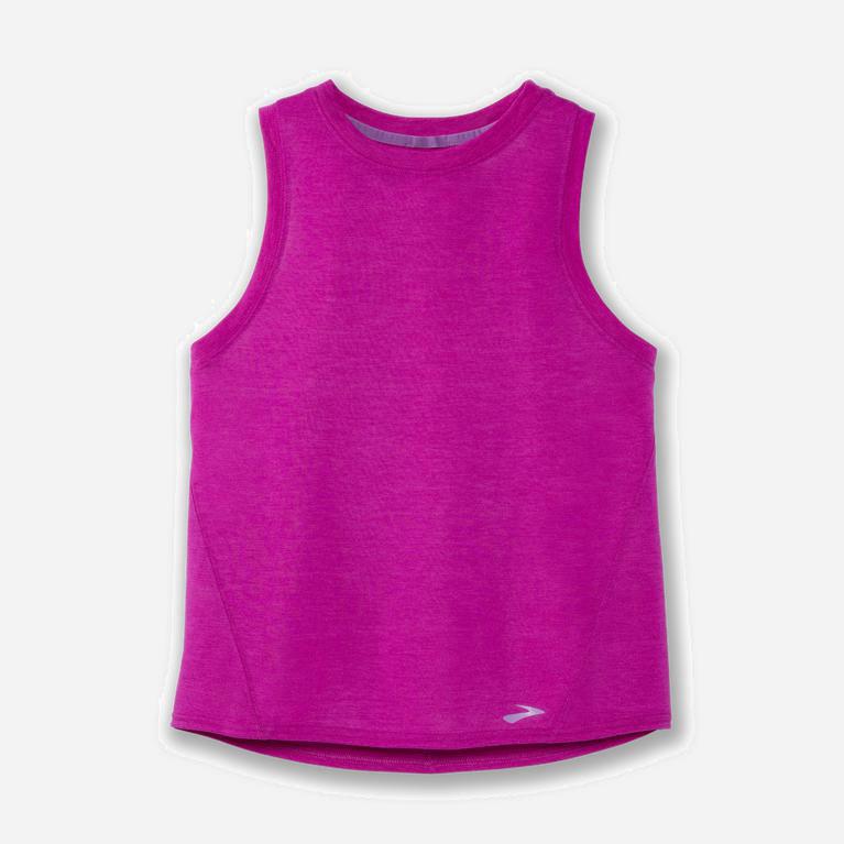 Brooks Women's Distance Running Tank Top Singapore - Heather Magenta (47906-QNML)